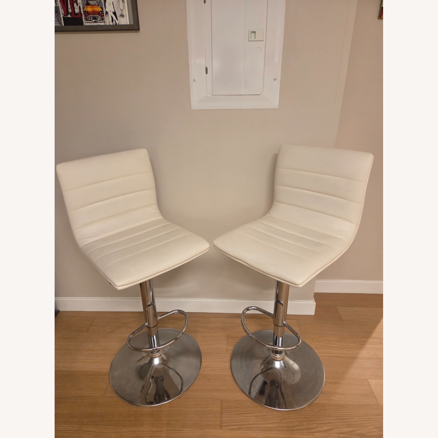 White Fabric Stools - image-1