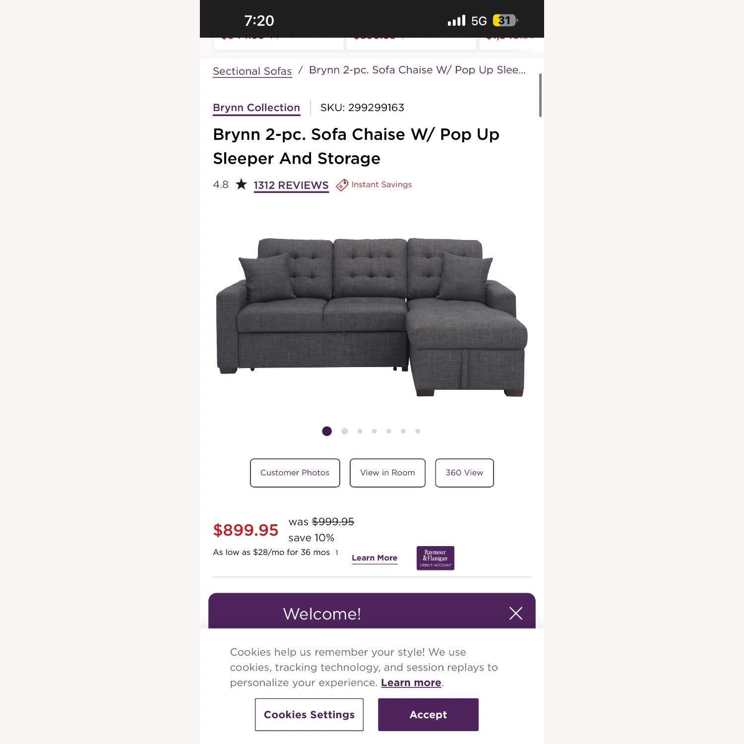 Raymour & Flanigan Sleeper Sofa - image-3