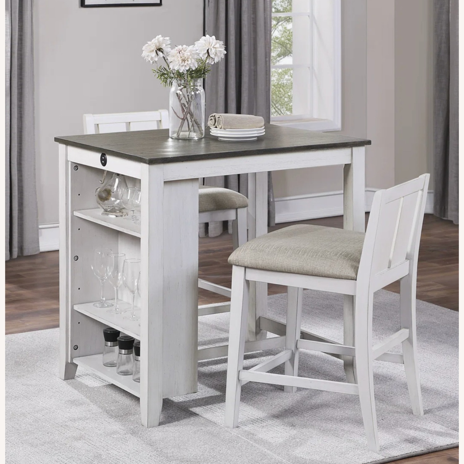 Wayfair 3 Piece White Wood Dining Table + Chairs - image-2