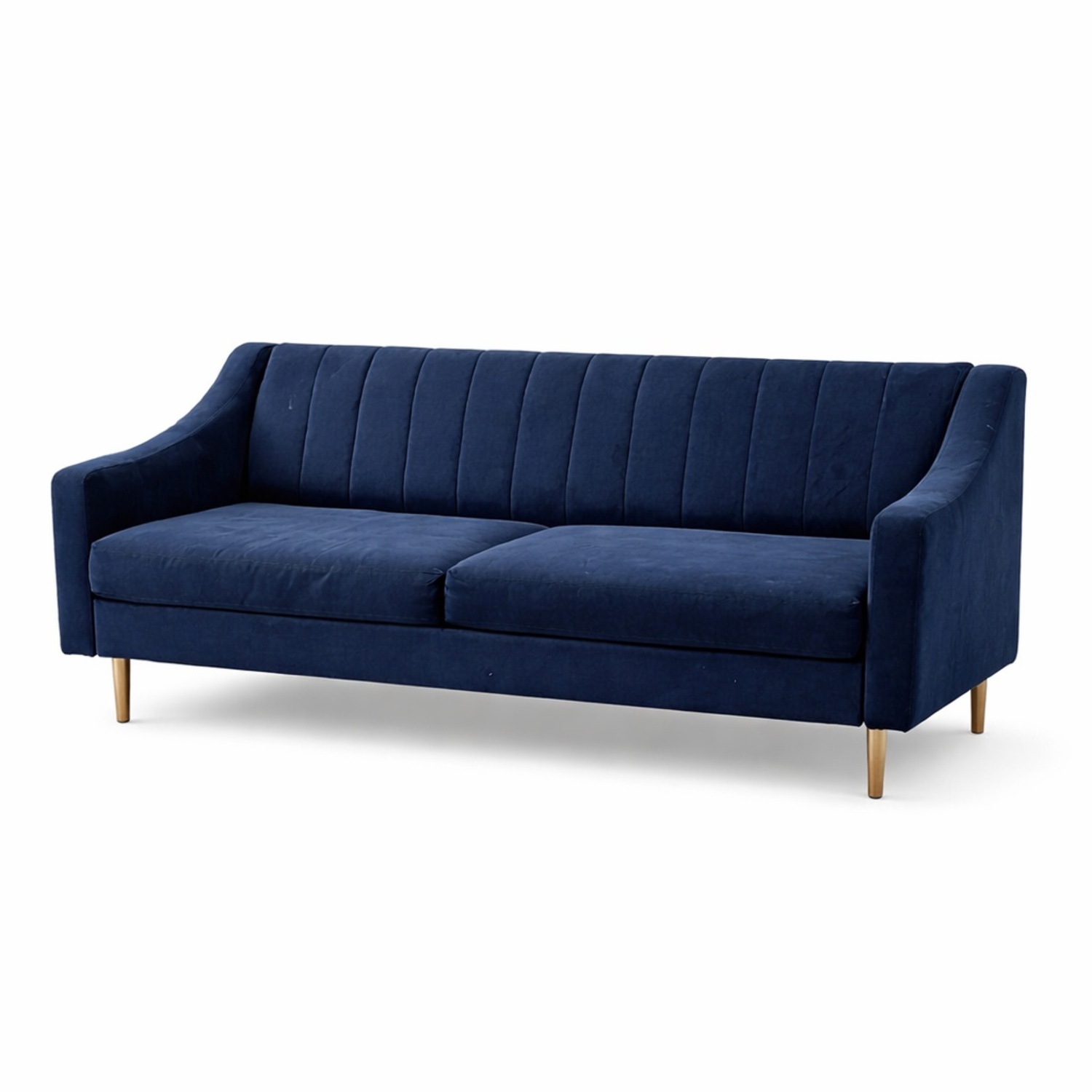 West Elm Olive Blue Wood 3+ Seater Sofa - image-5