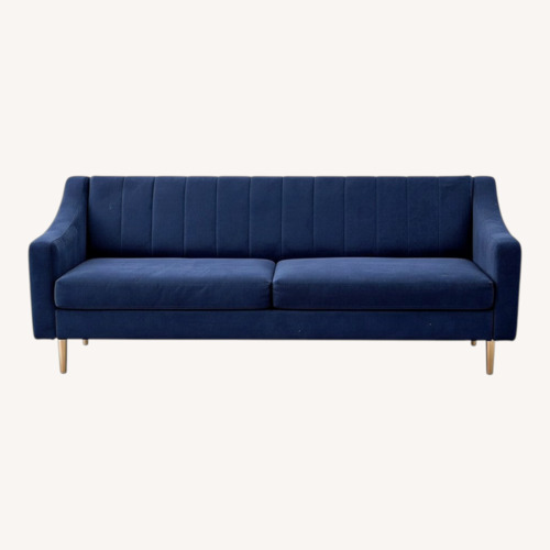 Used West Elm Olive Blue Wood 3+ Seater Sofa for sale on AptDeco