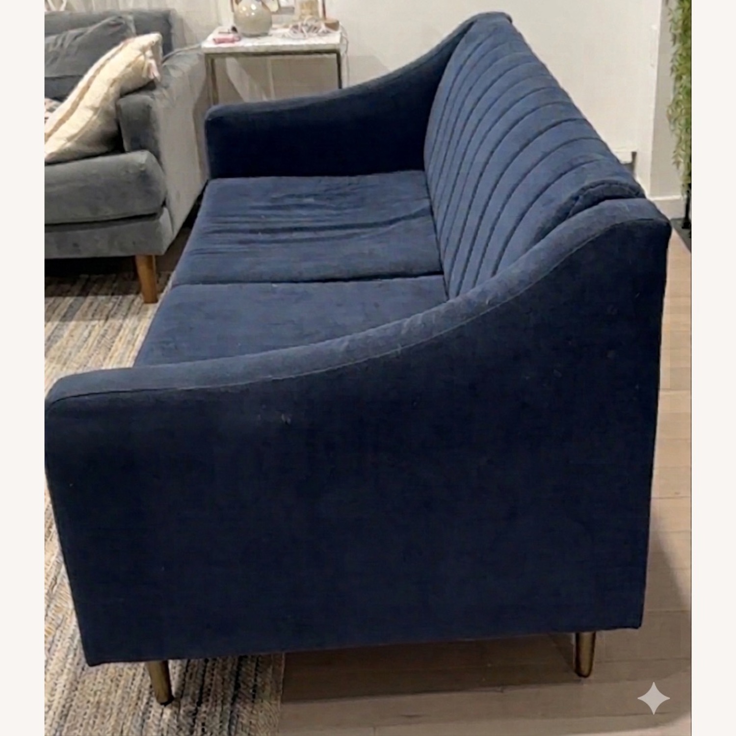 West Elm Olive Blue Wood 3+ Seater Sofa - image-3