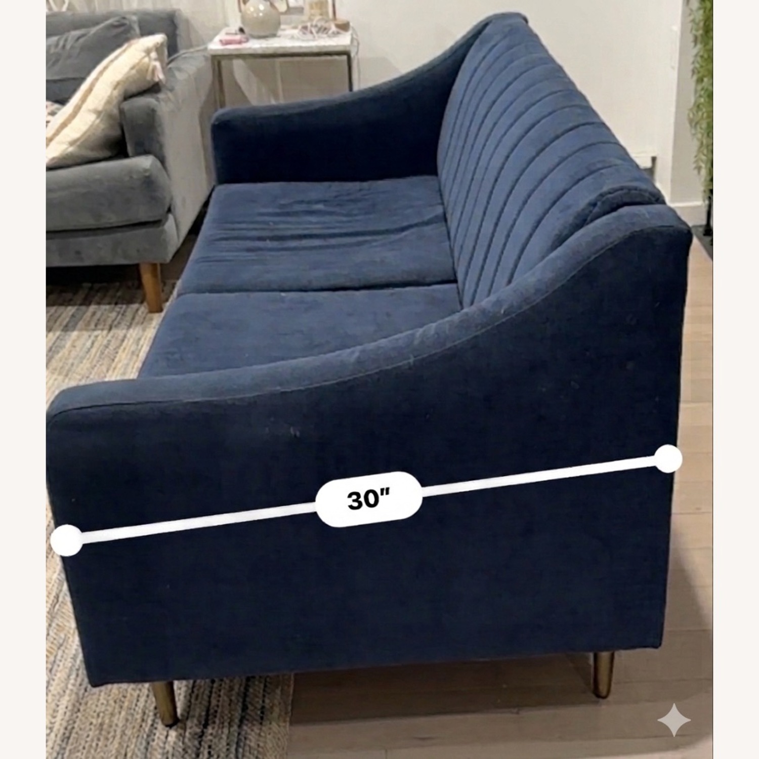 West Elm Olive Blue Wood 3+ Seater Sofa - image-4