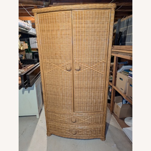 Used Pier 1 Imports San Angelo Natural Rattan Armoire for sale on AptDeco