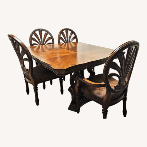 Used Ashley Dark Brown Wood Dining Set for sale on AptDeco