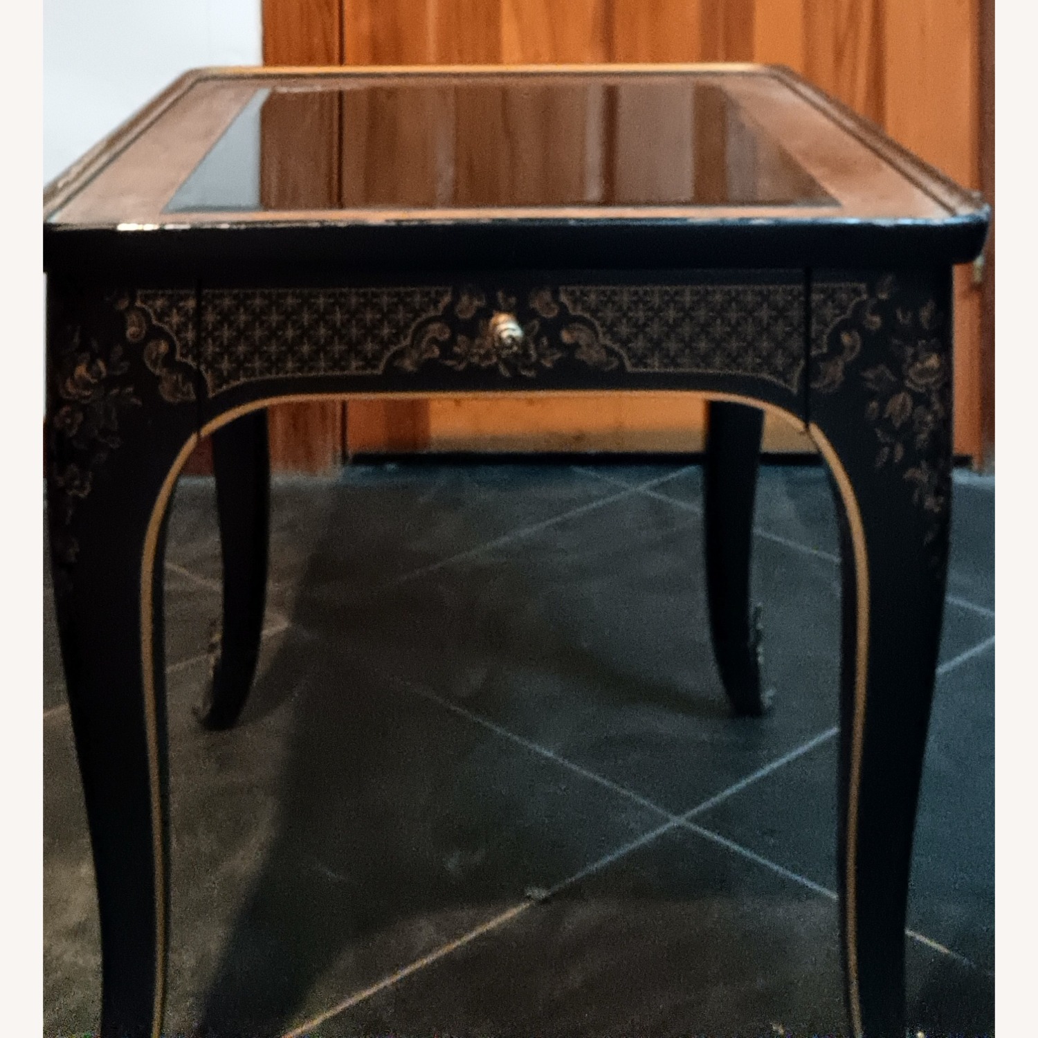 Drexel Black Glass Side Table - image-1