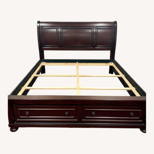 Used Ashley Furniture Dark Brown Wood King Bed for sale on AptDeco