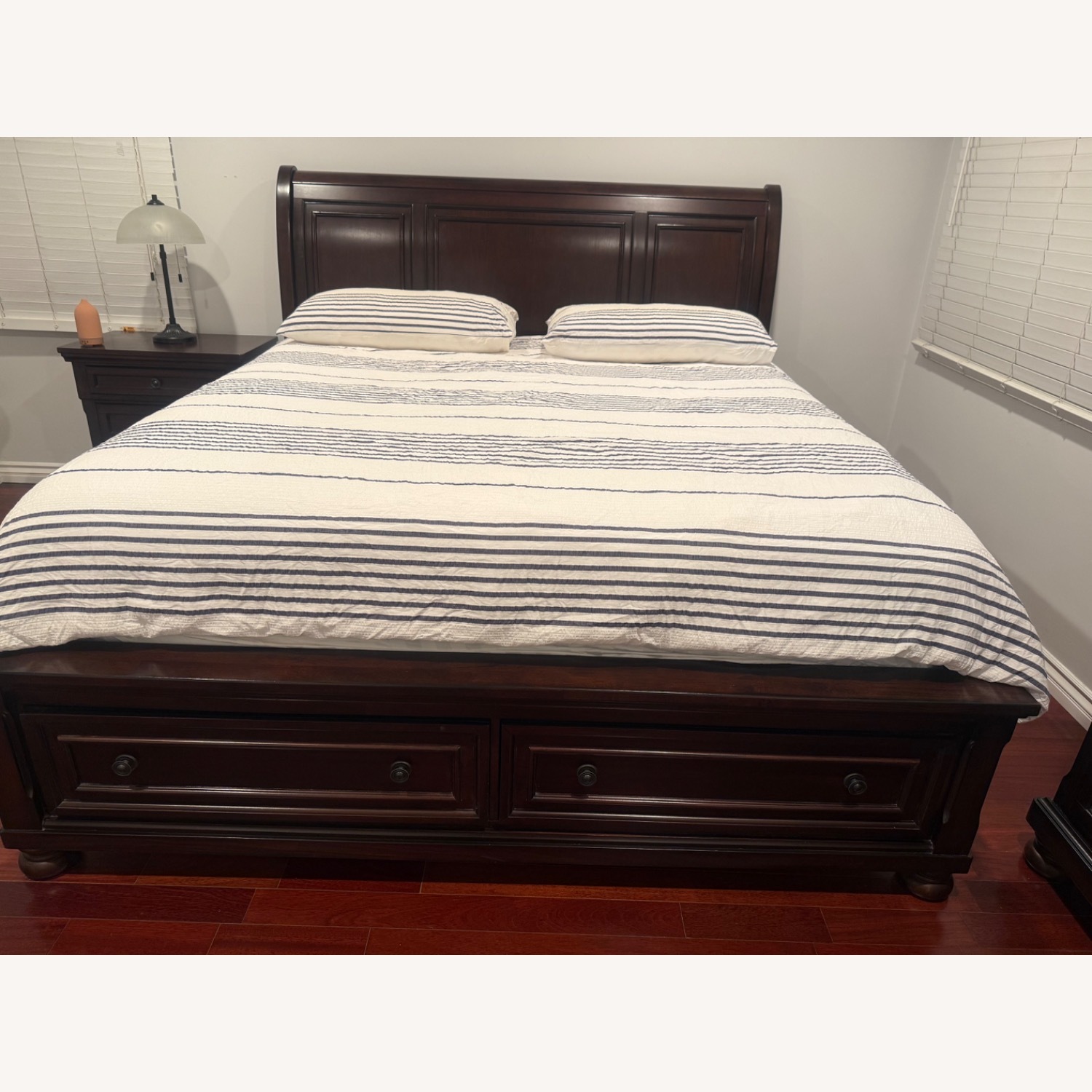 Ashley Furniture Dark Brown Wood King Bed - image-3