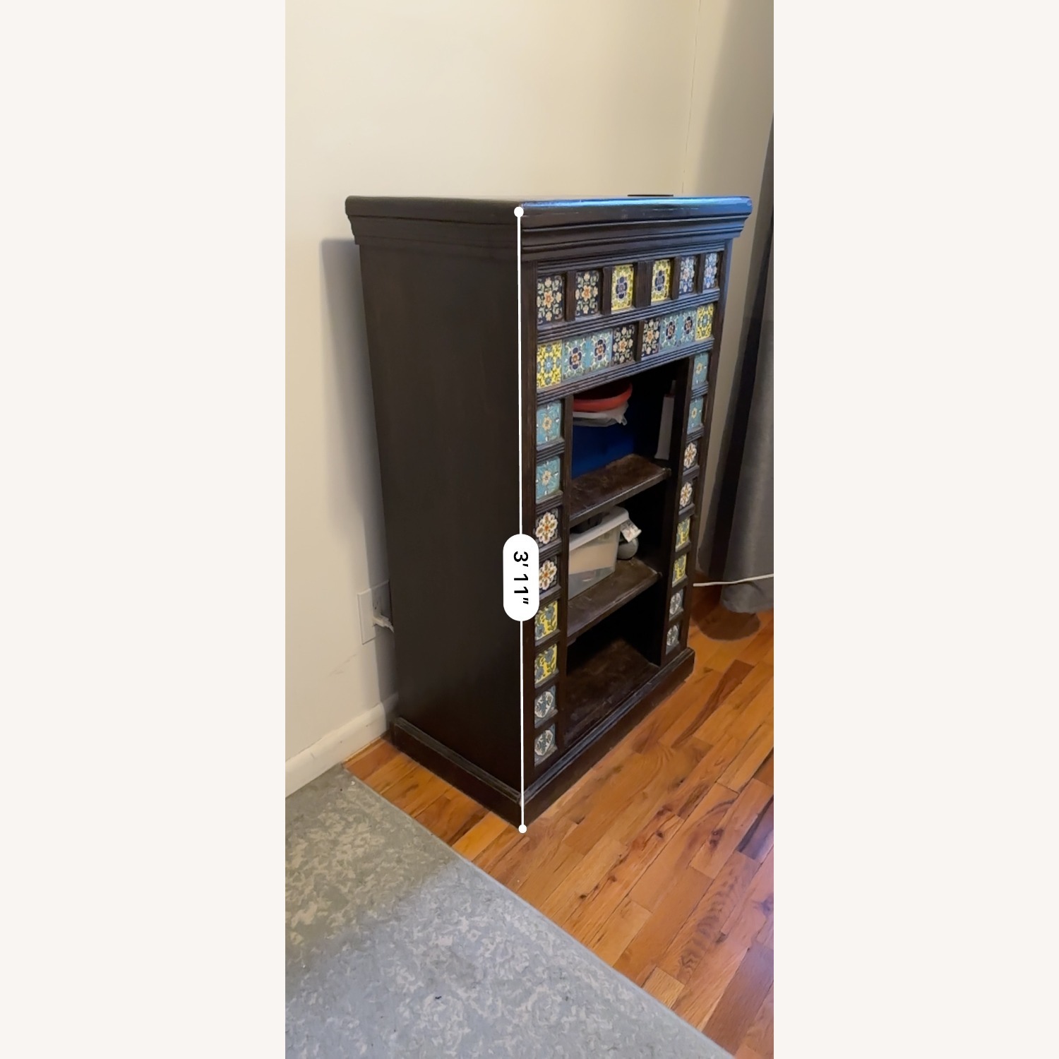 Vintage/Antique Dark Brown Wood Armoire - image-6