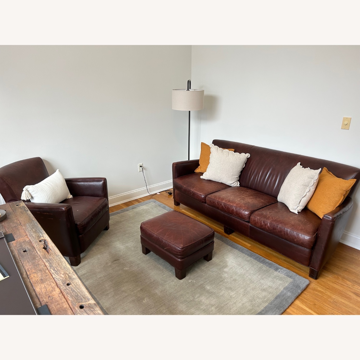 Crate & Barrel Briarwood Leather Sofa - image-3