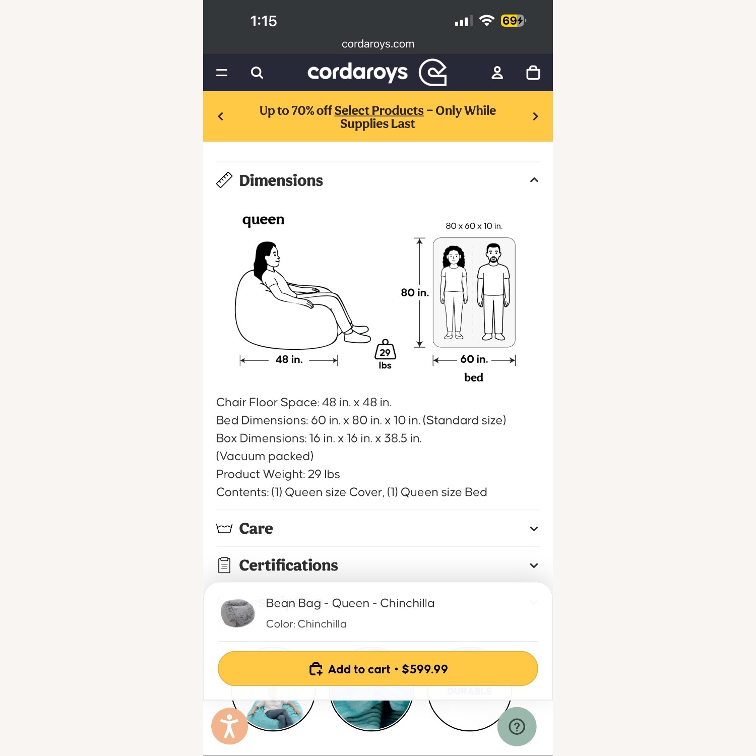 Mattress Stuffed Bean Bag - image-3