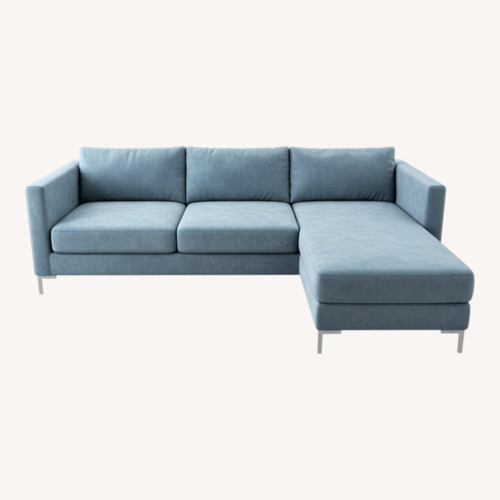 Used Nora Velvet 84” Blue Velvet 3+ Seater Sofa for sale on AptDeco