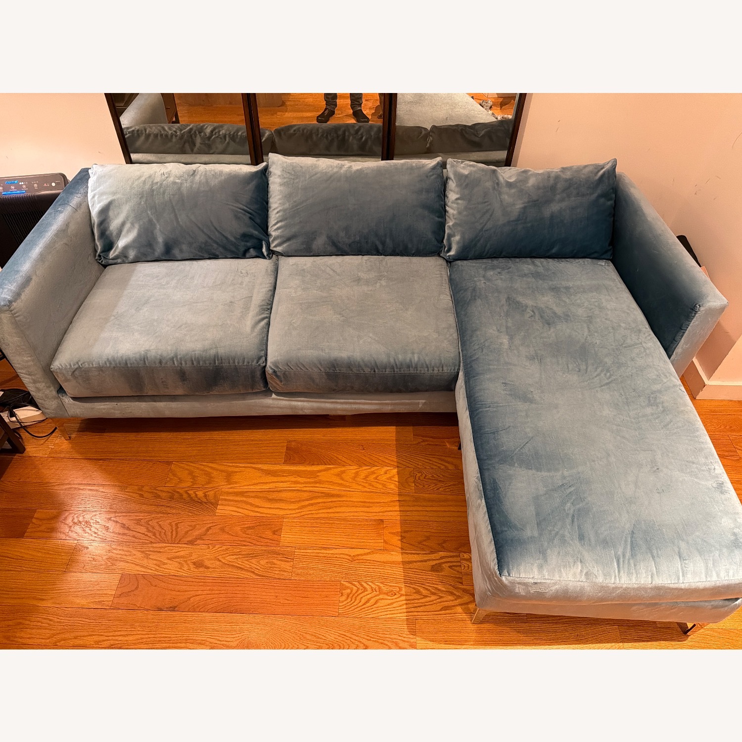 Nora Velvet 84” Blue Velvet 3+ Seater Sofa - image-2