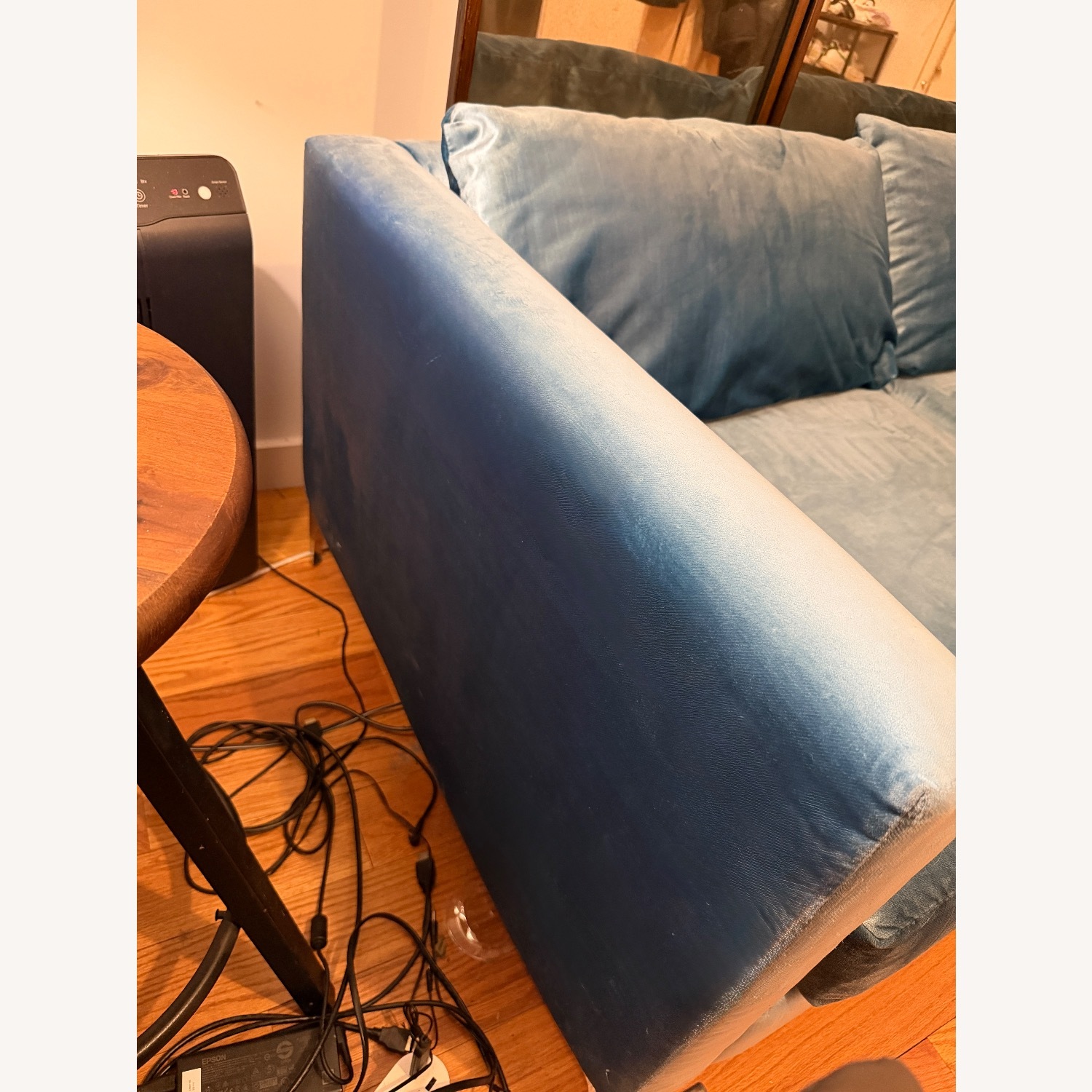 Nora Velvet 84” Blue Velvet 3+ Seater Sofa - image-3