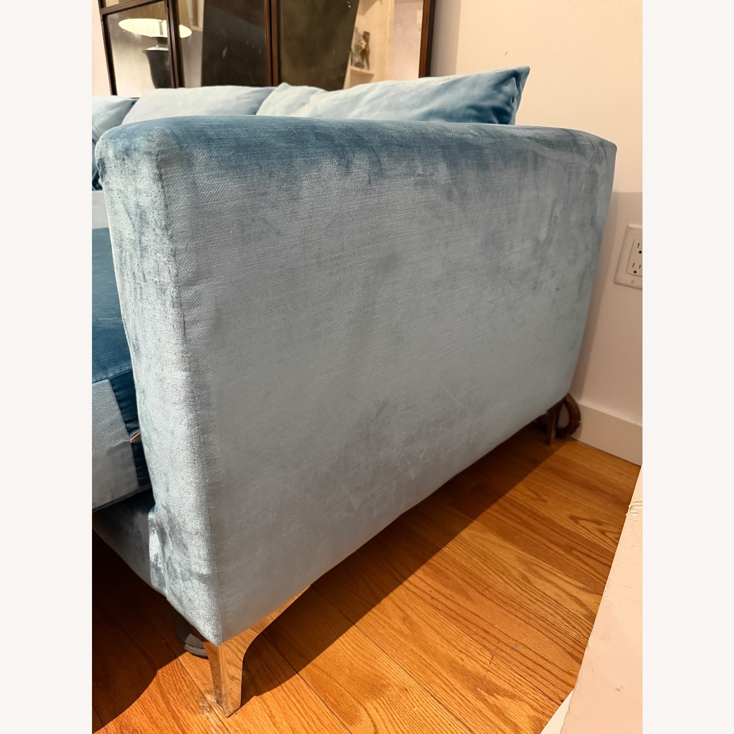 Nora Velvet 84” Blue Velvet 3+ Seater Sofa - image-4