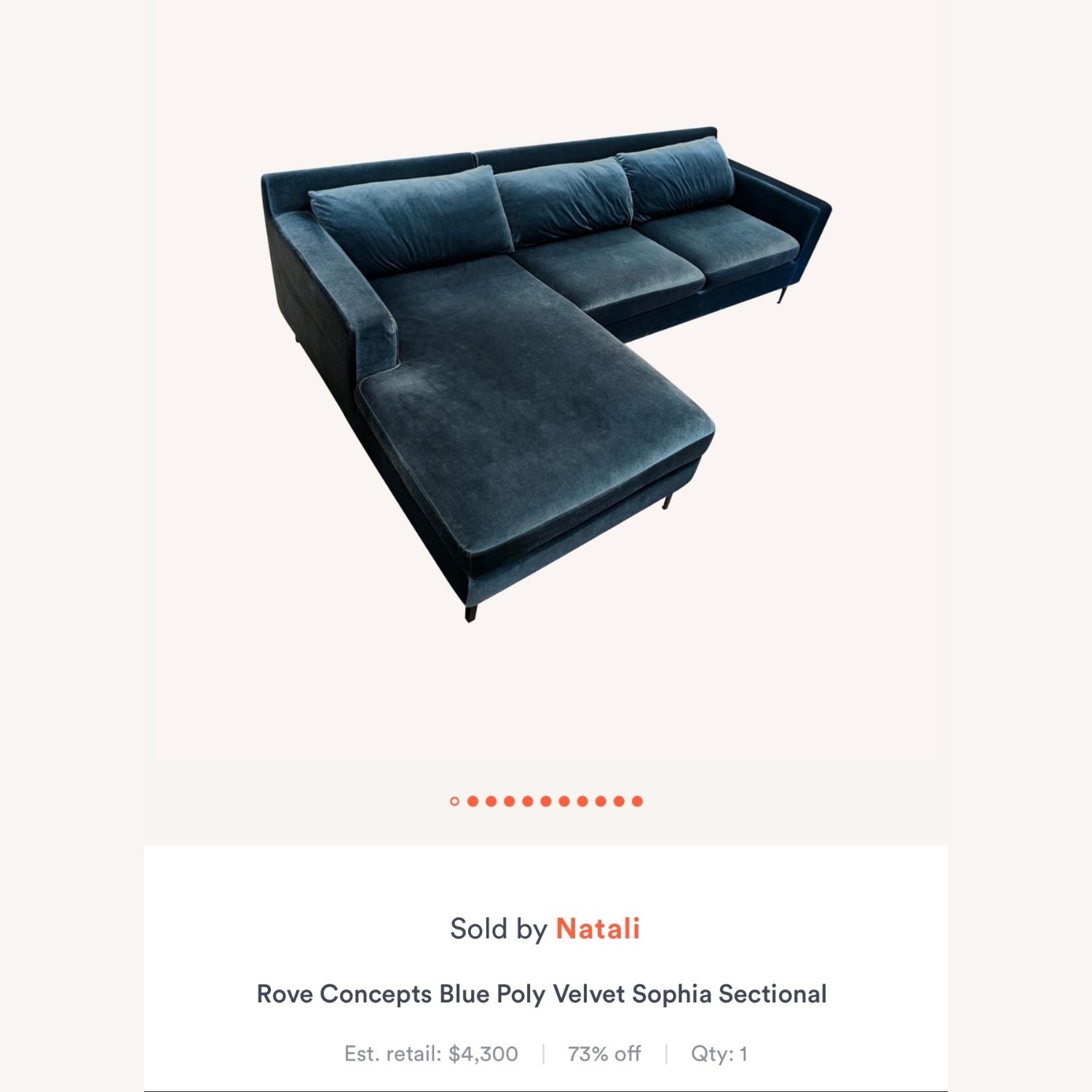 Nora Velvet 84” Blue Velvet 3+ Seater Sofa - image-6