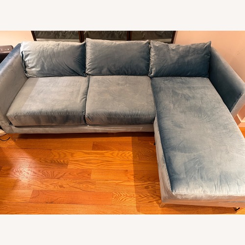 Used Nora Velvet 84” Blue Velvet 3+ Seater Sofa for sale on AptDeco