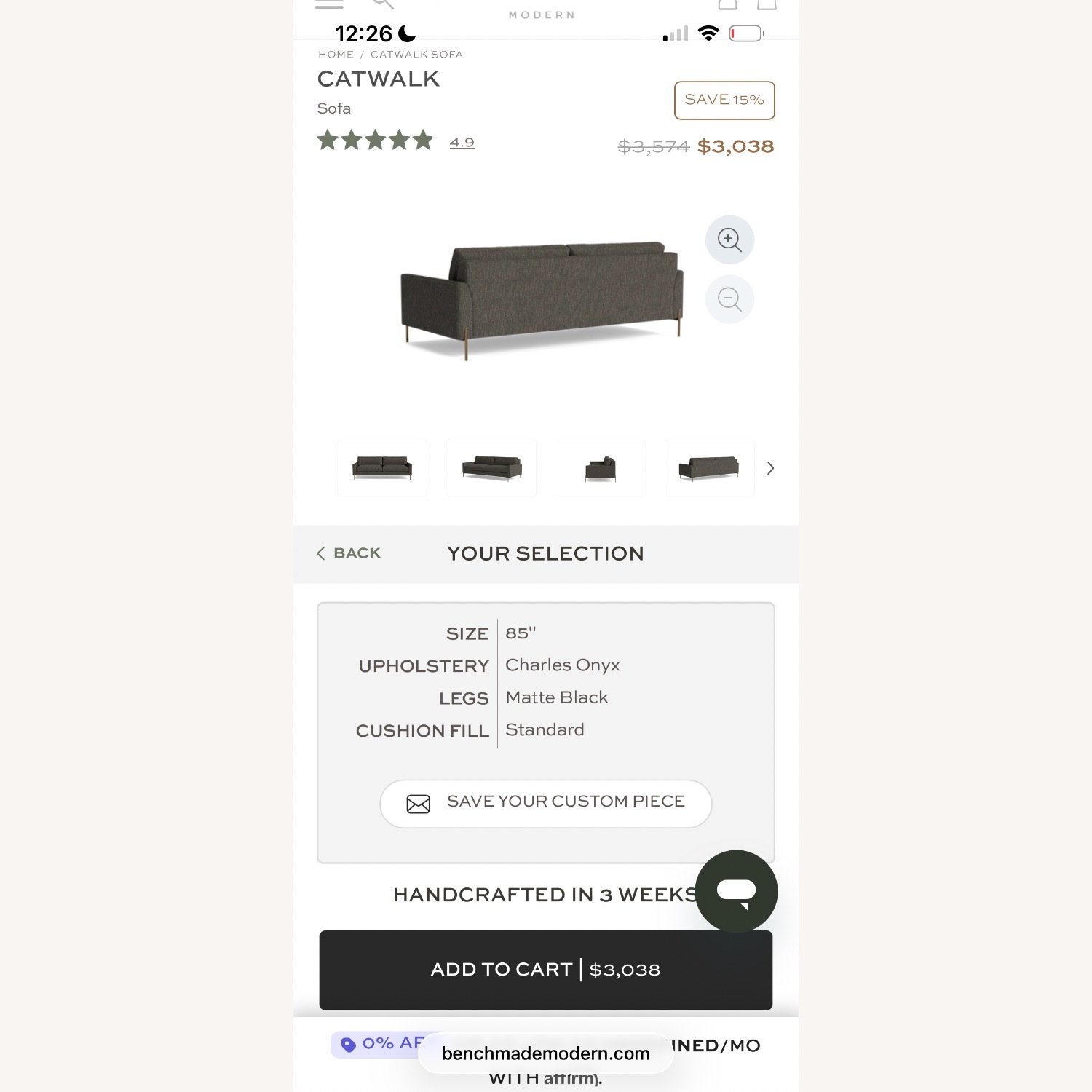 Bench made Modern Catwalk Gray Sofa  - image-1