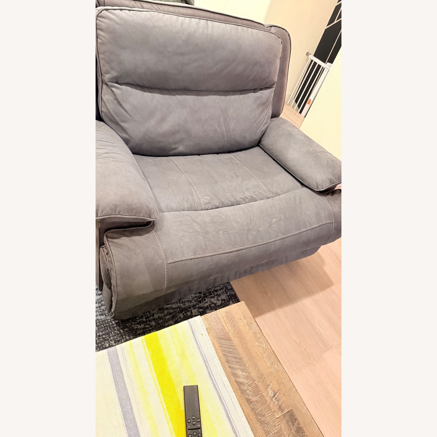 Living Spaces Dark Gray Fabric Recliner - image-1