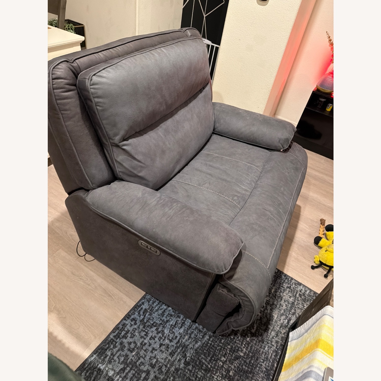 Living Spaces Dark Gray Fabric Recliner - image-4