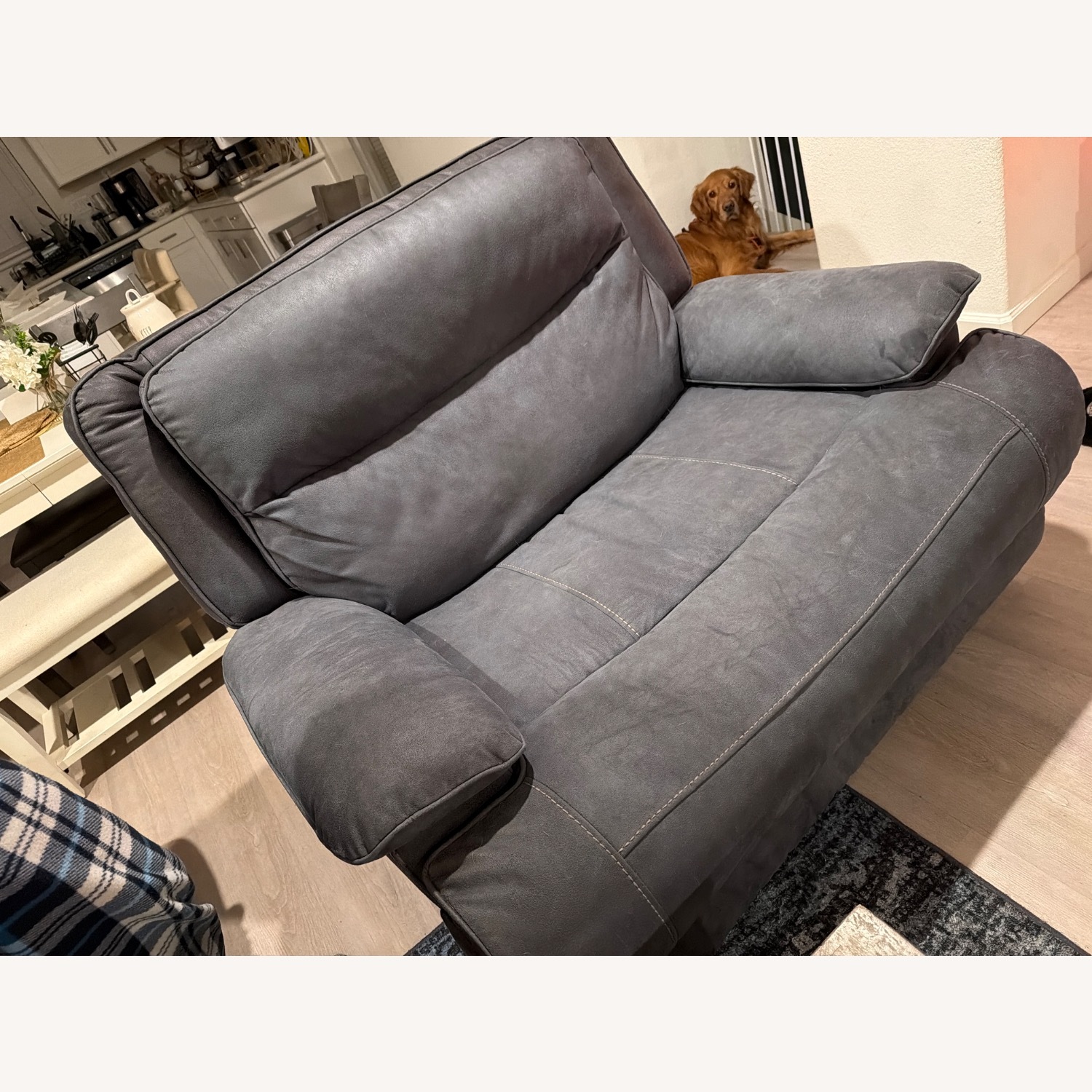 Living Spaces Dark Gray Fabric Recliner - image-2