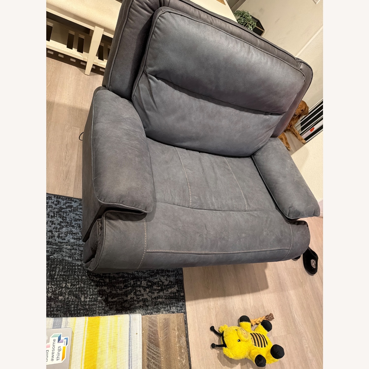 Living Spaces Dark Gray Fabric Recliner - image-5