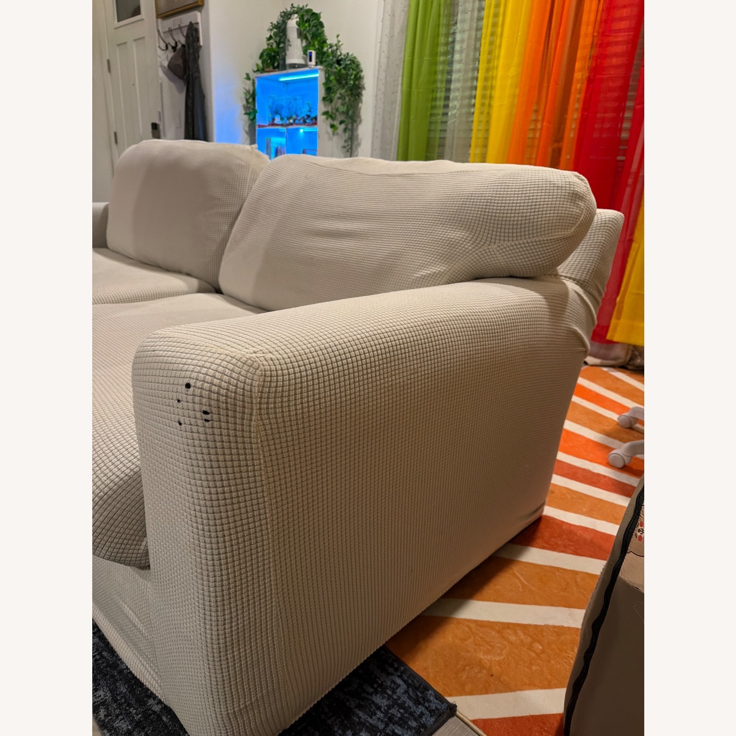 Living Spaces White Fabric 2 Seater Sofa - image-3