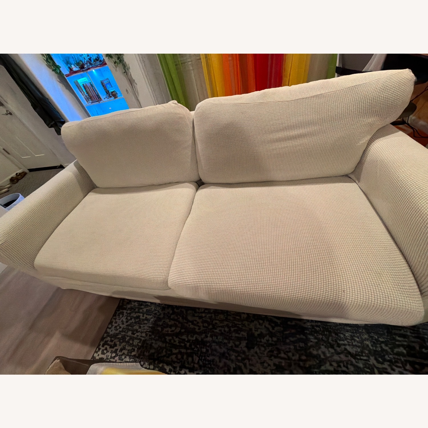 Living Spaces White Fabric 2 Seater Sofa - image-2