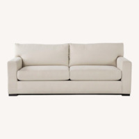 Living Spaces White Fabric 2 Seater Sofa