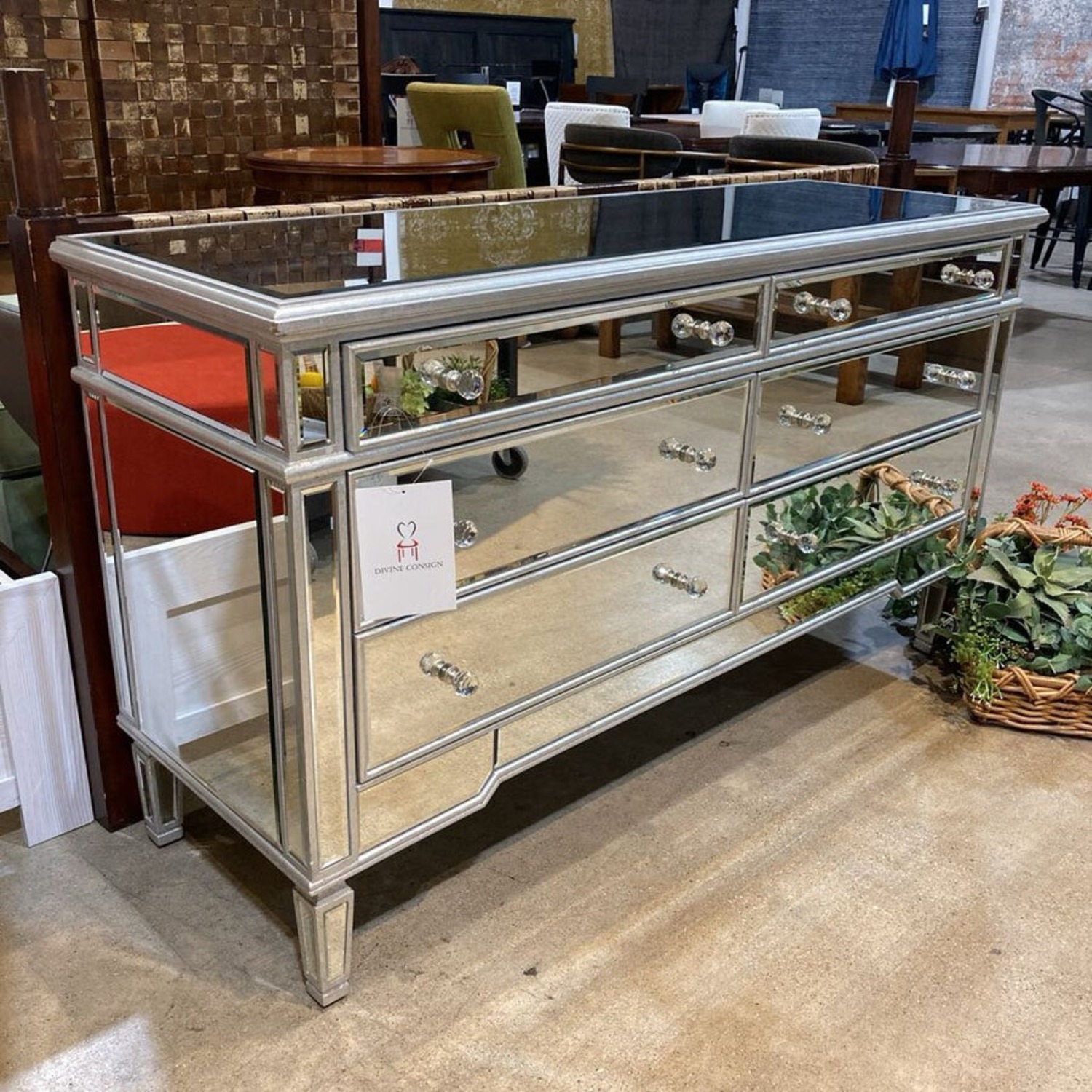 Willa Arlo Interiors Ake Mirrored 6-Drawer Dresser - image-1