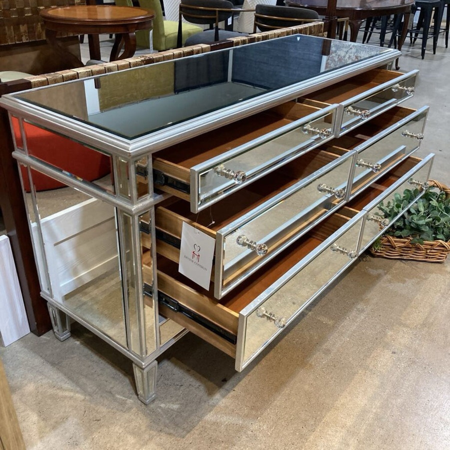 Willa Arlo Interiors Ake Mirrored 6-Drawer Dresser - image-7