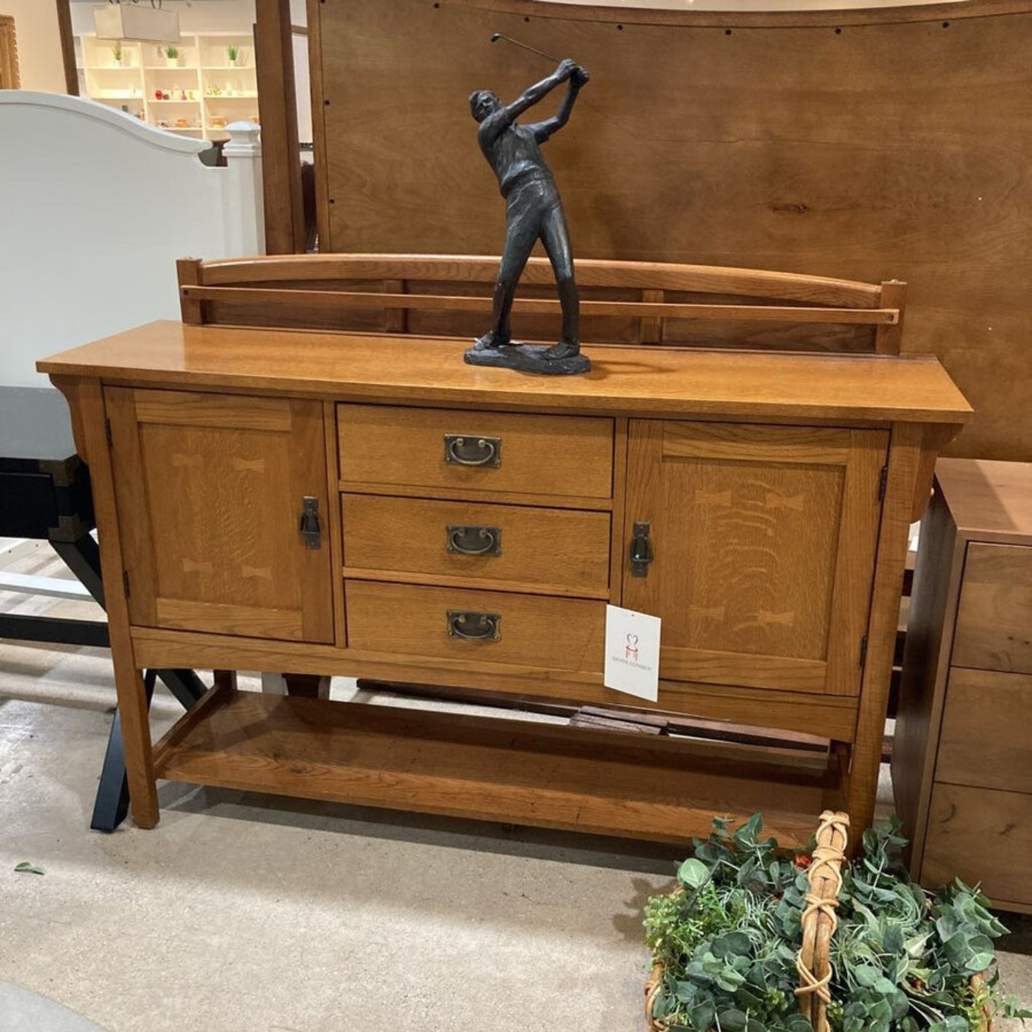 Bassett Arts & Crafts Style Oak Buffet - image-2