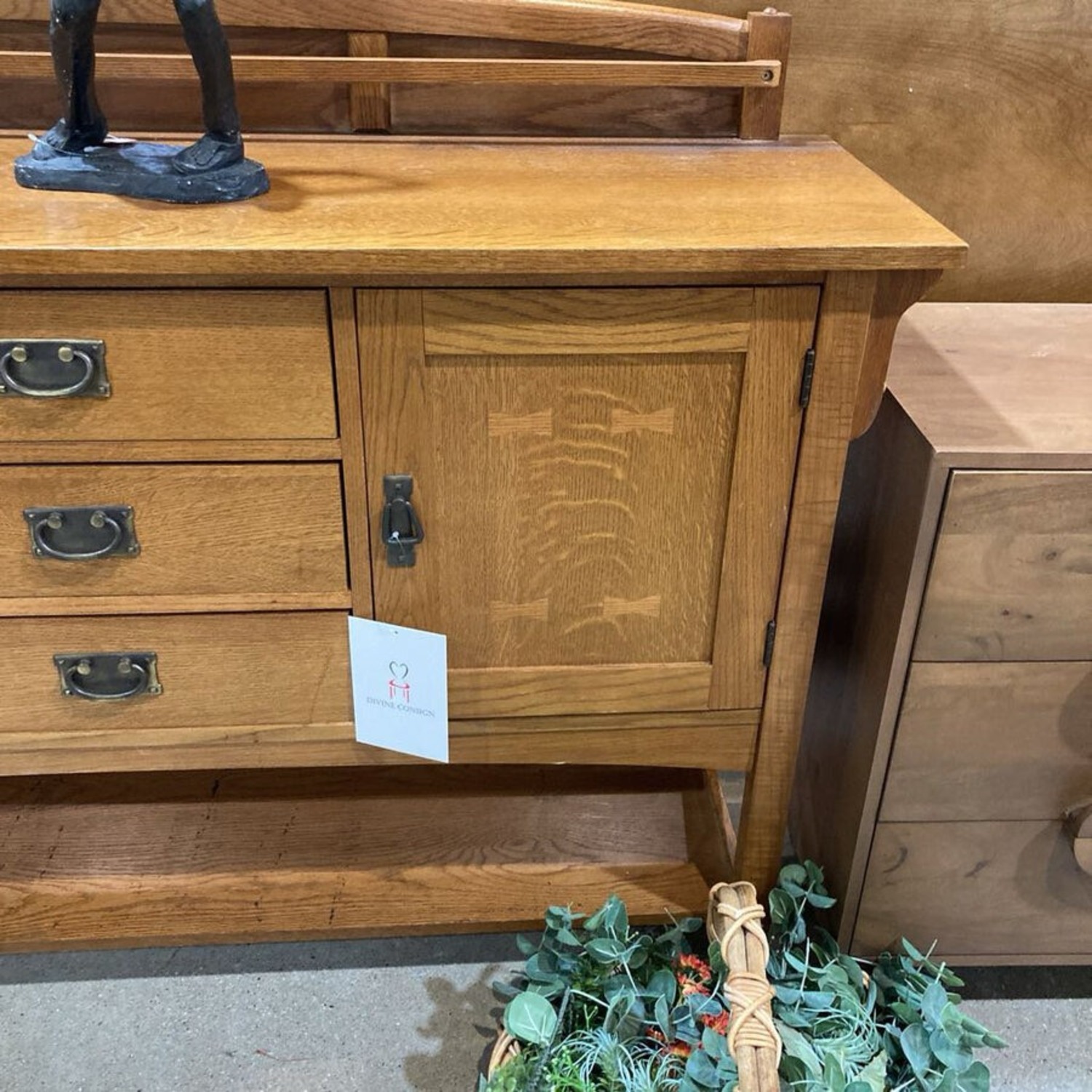 Bassett Arts & Crafts Style Oak Buffet - image-4