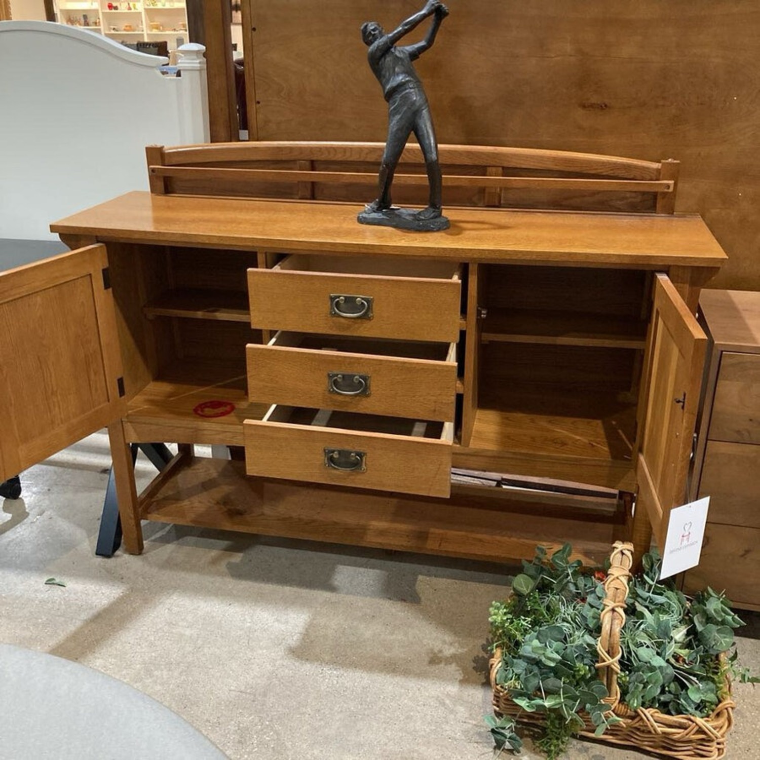 Bassett Arts & Crafts Style Oak Buffet - image-6