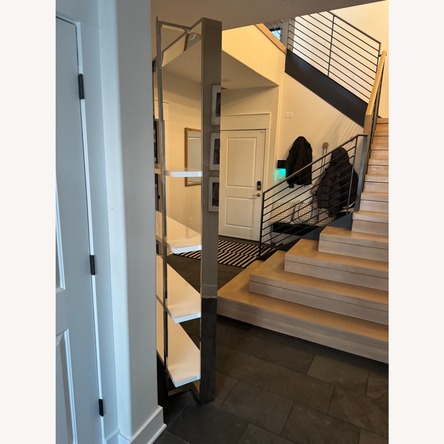 Modern High Gloss & Stainless Steel Bookshelf - image-8