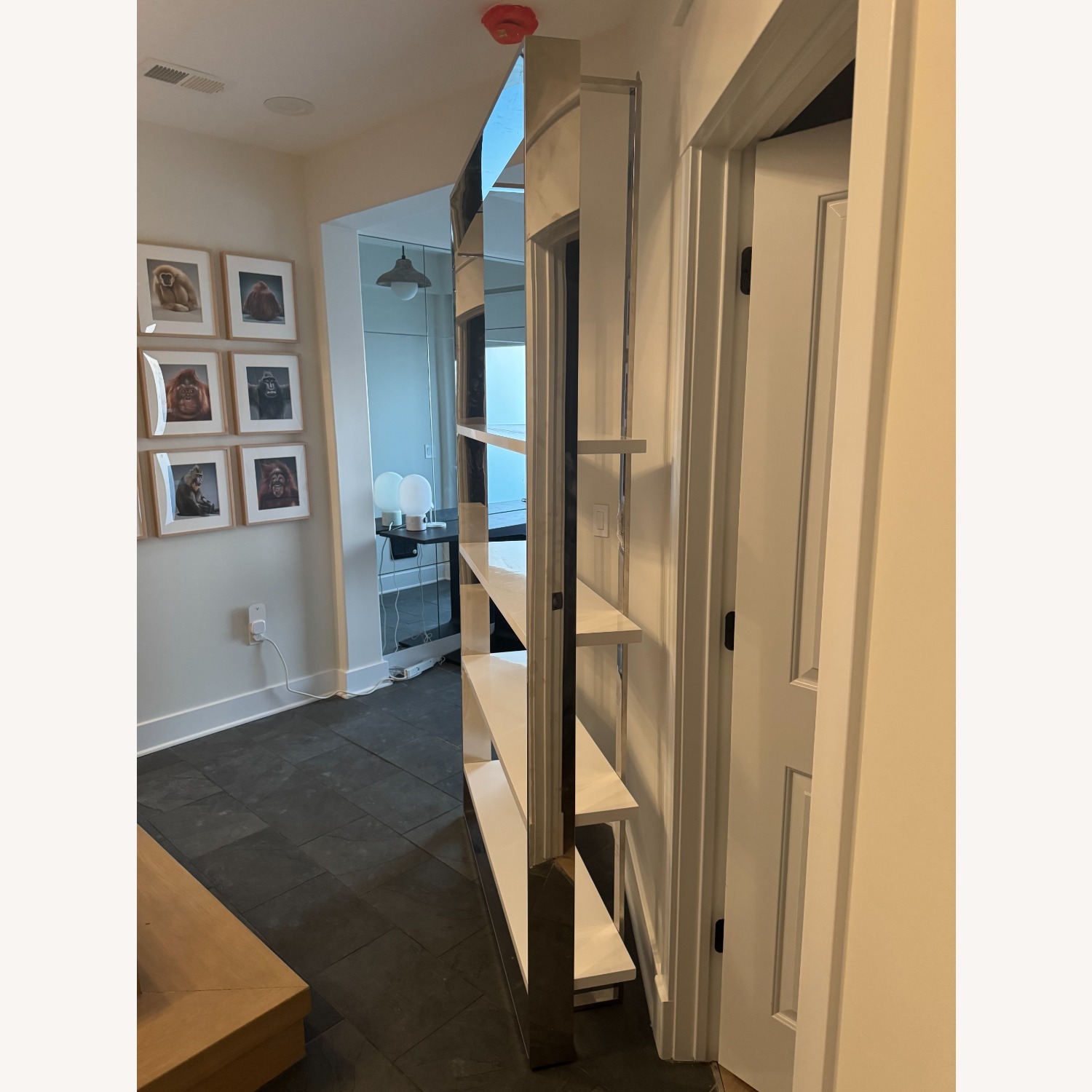 Modern High Gloss & Stainless Steel Bookshelf - image-3