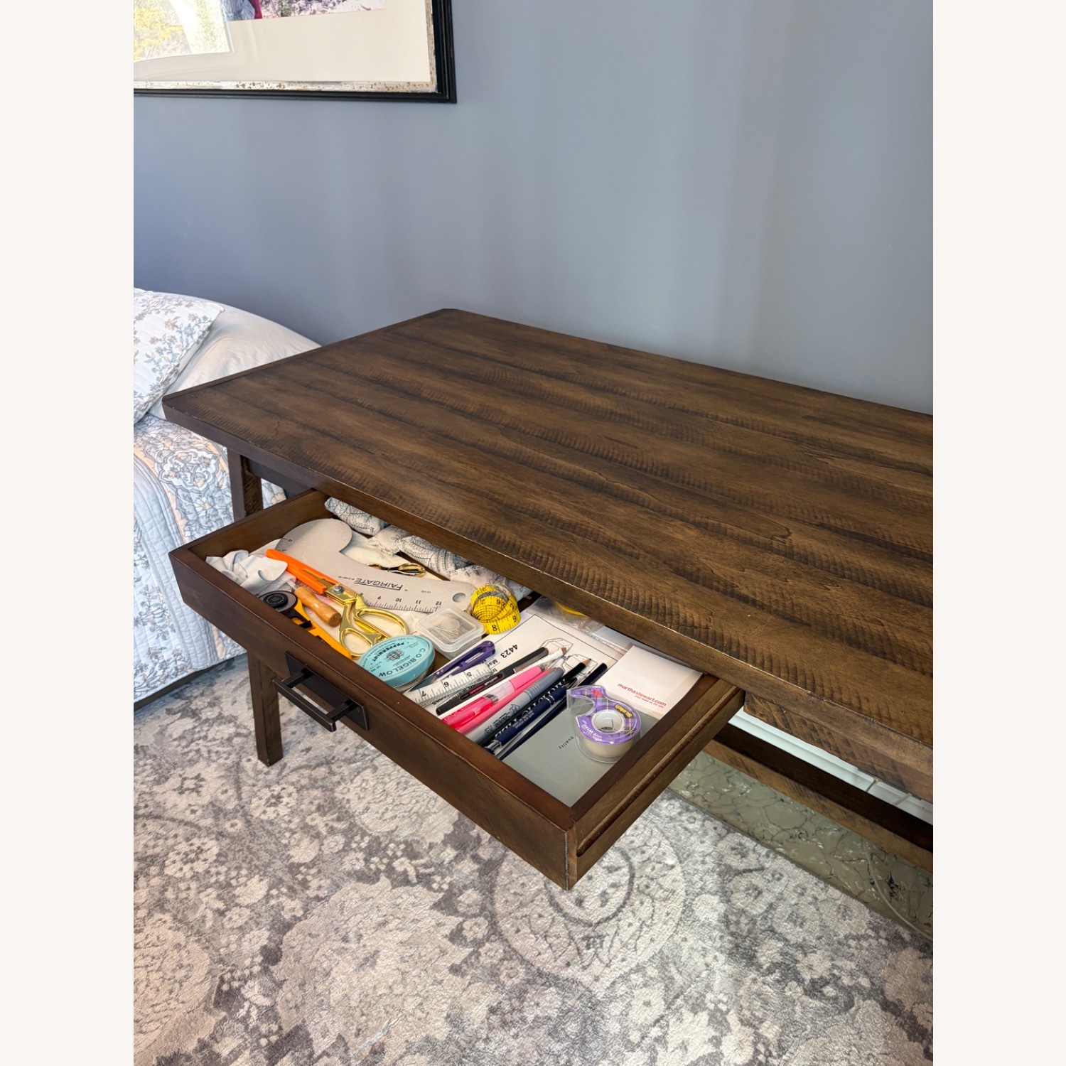 West Elm Dark Brown Wood Desk - image-2
