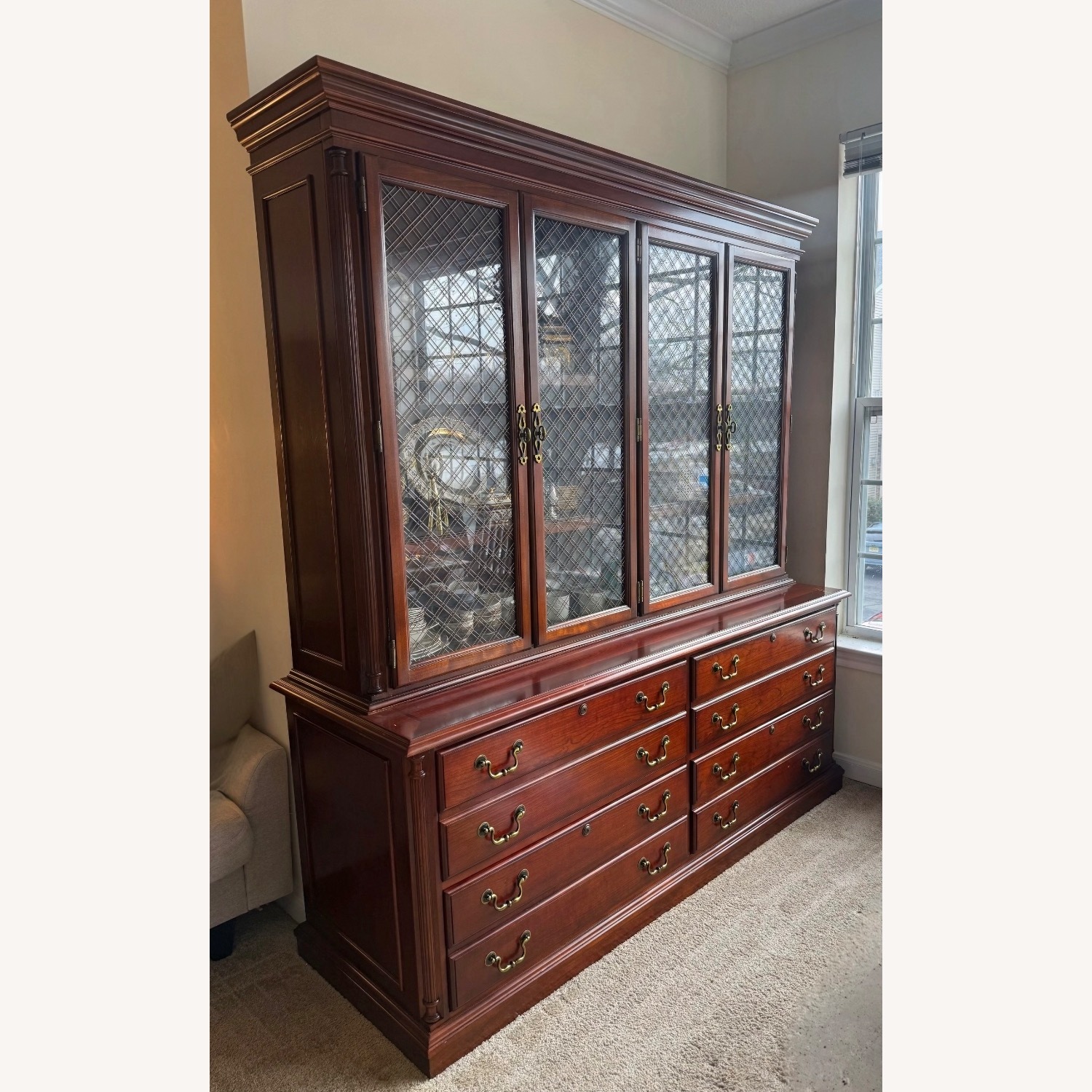 File Credenza- solid Wood W English Cherry Finish - image-1