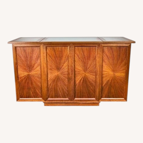 Used Vintage MCM Expanding Teak Starburst Bar Cabinet for sale on AptDeco