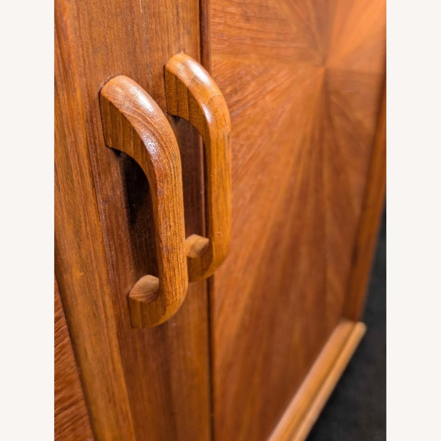 Vintage MCM Expanding Teak Starburst Bar Cabinet - image-9