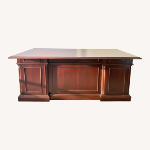Used Dark Brown Solid Wood Desk, English Cherry Finish for sale on AptDeco