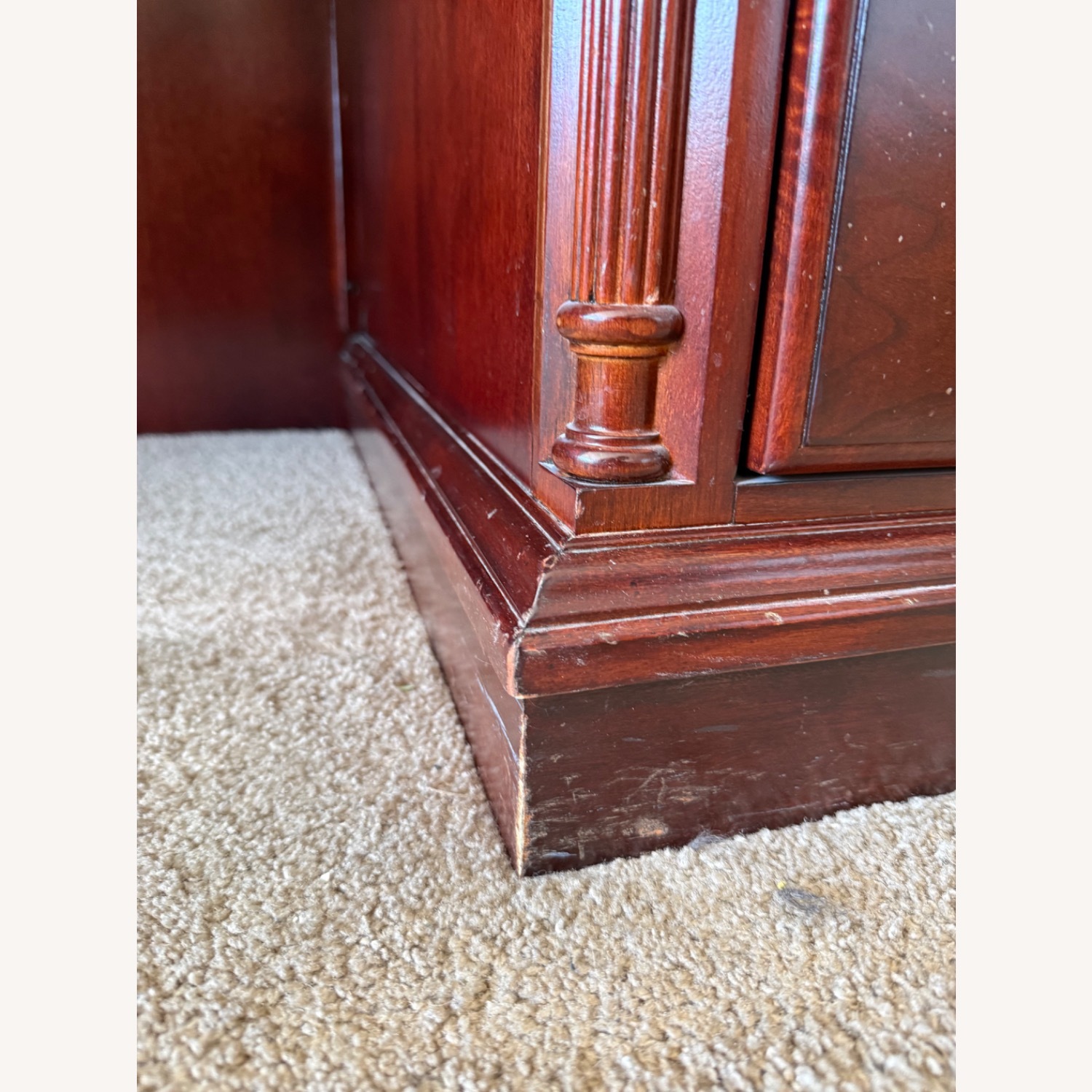 Dark Brown Solid Wood Desk, English Cherry Finish - image-5