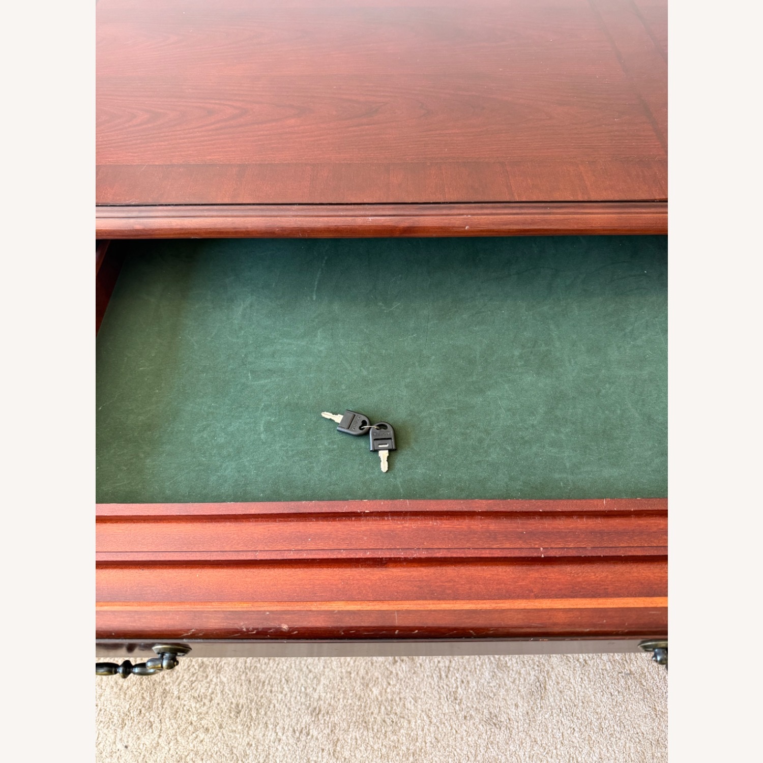 Dark Brown Solid Wood Desk, English Cherry Finish - image-6