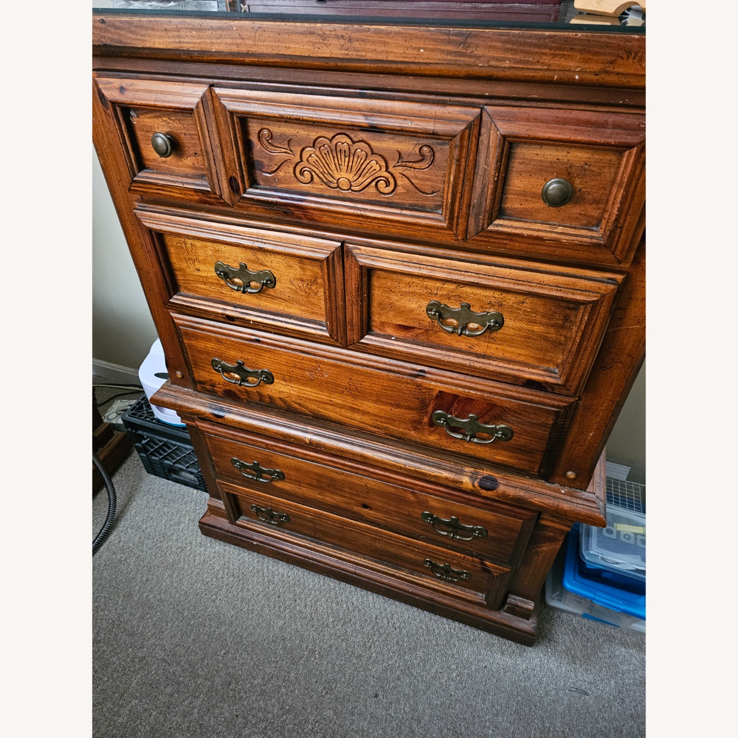 Vintage/Antique Dark Brown Wood Dresser - image-6