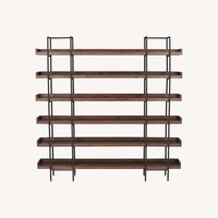 Crate & Barrel Beckett Dark Brown Wood 6-High Storage Bookshelf Sable