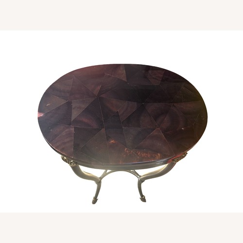 Used Ethan Allen Dark Brown Oval Side Table for sale on AptDeco