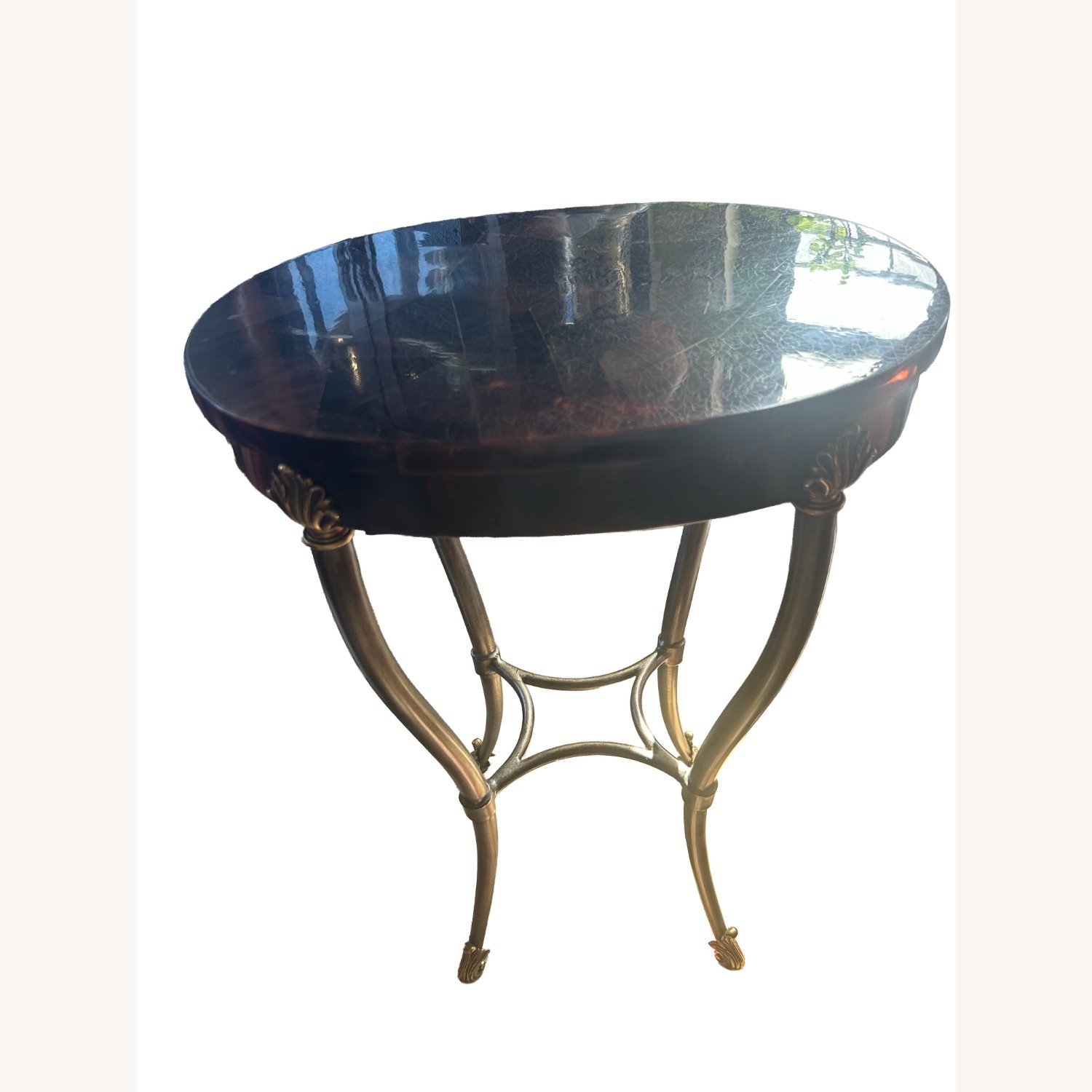 Ethan Allen Dark Brown Oval Side Table - image-2