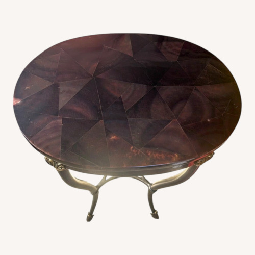Used Ethan Allen Dark Brown Oval Side Table for sale on AptDeco