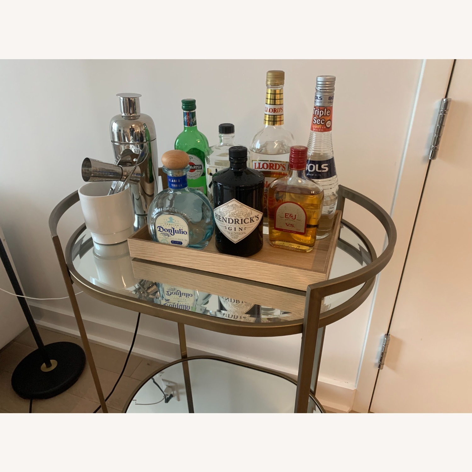 Vintage Brass & Mirror Cart - image-2