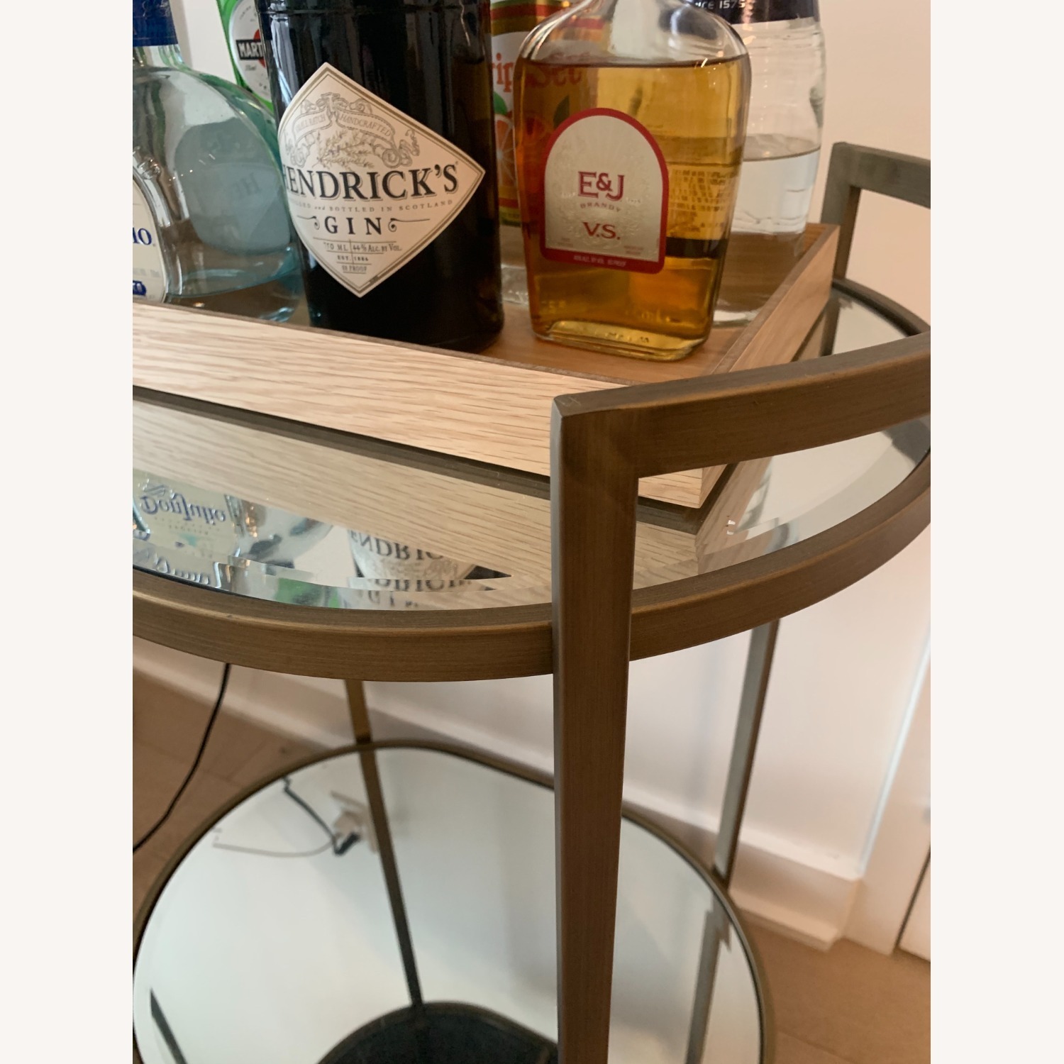 Vintage Brass & Mirror Cart - image-4